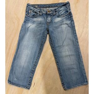 Big Star Casey Crop Jeans 26 Womens Light Wash Embroidered Low Rise retro Y2K